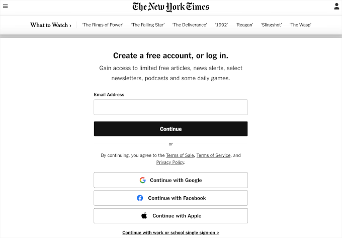 New York Times asking for an email address but not payment New York Times asking for an email address but not payment