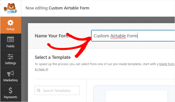 Nazywanie formularza Airtable