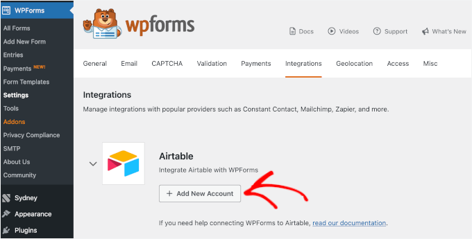 Konfiguracja integracji WPForms i Airtable