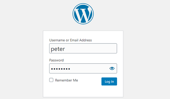 WordPress login page WordPress login page