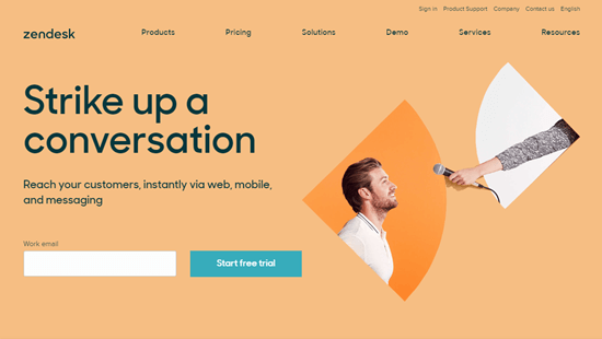 The Zendesk Chat website The Zendesk Chat website