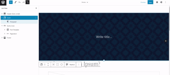 Add theme parts to cover block Add theme parts to cover block
