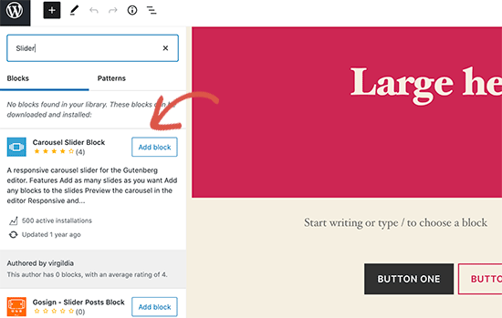 Blockverzeichnis in WordPress 5.5