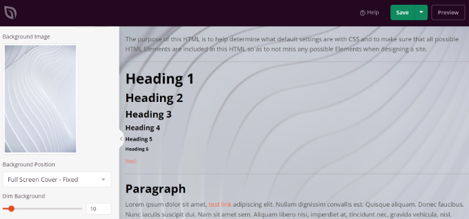 Change image position and dim settings Change image position and dim settings