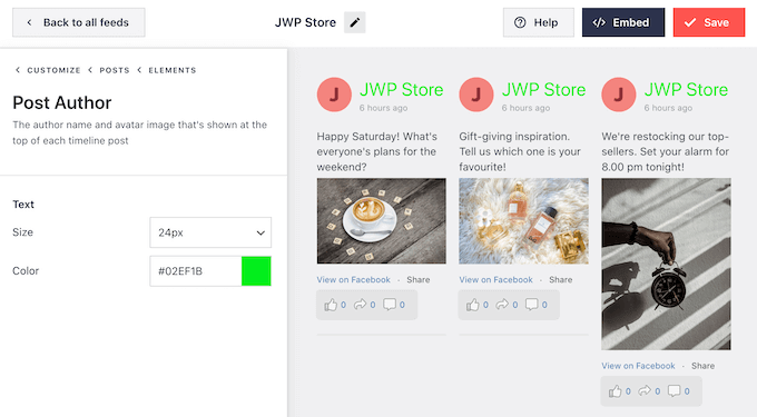 La configuración del editor de publicaciones de Smash Balloon La configuración del editor de publicaciones de Smash Balloon