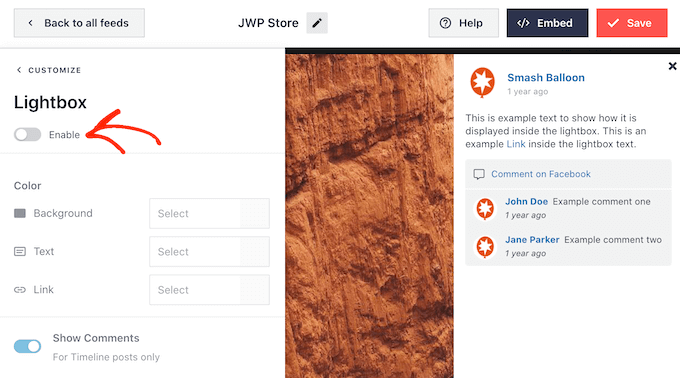 Cómo deshabilitar la función de lightbox de Smash Balloon Cómo deshabilitar la función de lightbox de Smash Balloon
