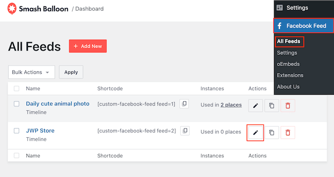 Editar el feed de Facebook de Smash Balloon Editar el feed de Facebook de Smash Balloon