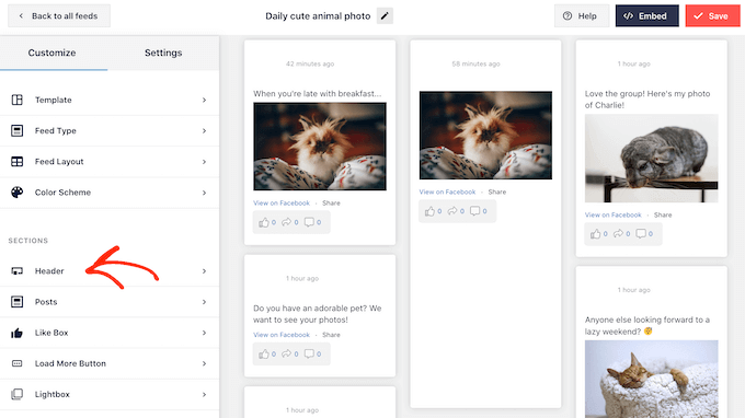Facebook グループのステータスフィードにヘッダーを追加する