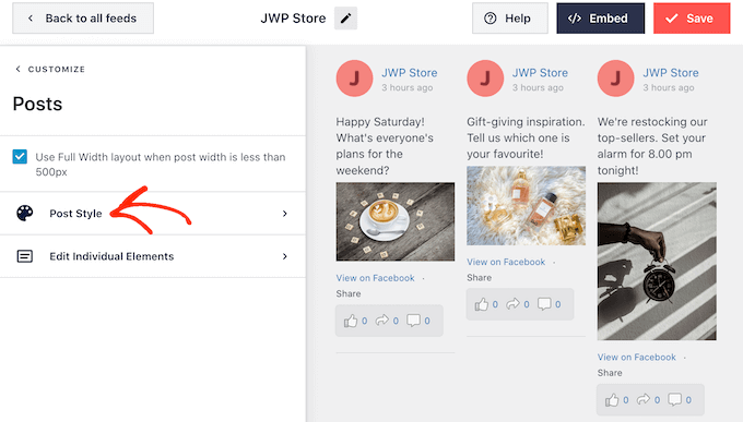 Estilizar las publicaciones individuales dentro de un feed de Facebook incrustado Estilizar las publicaciones individuales dentro de un feed de Facebook incrustado