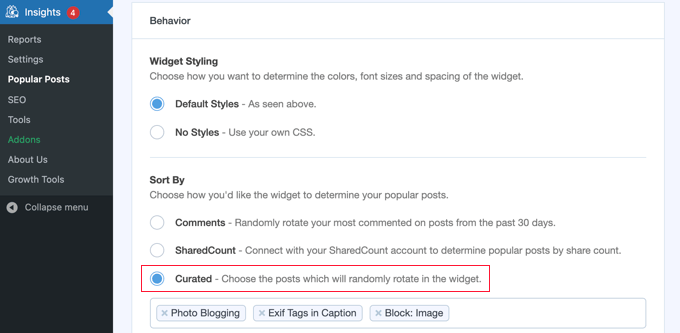 人気投稿リストの動作をカスタマイズする