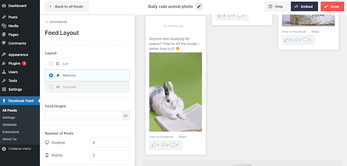 Smash Balloonソーシャルメディアレイアウトエディター
