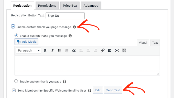 Adăugarea unui e-mail personalizat și a unui mesaj personalizat pe site-ul membrilor dvs.