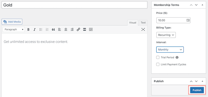 Cum să publicați nivelul de membru