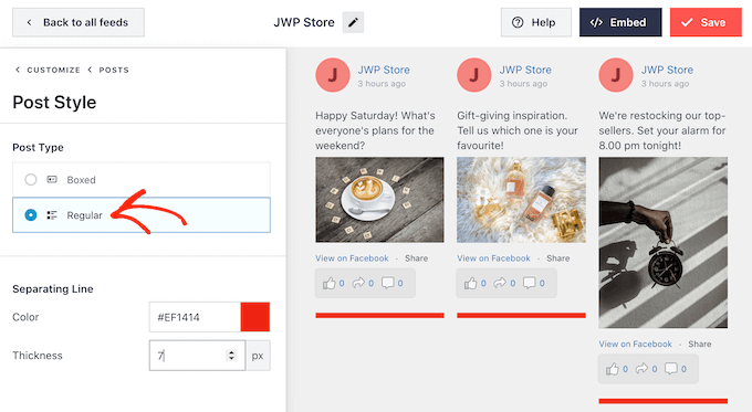 El estilo de publicación regular de Smash Balloon El estilo de publicación regular de Smash Balloon