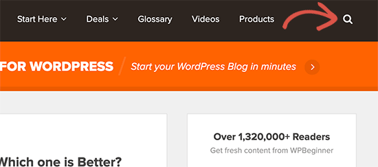 WPBeginner sök WPBeginner sök