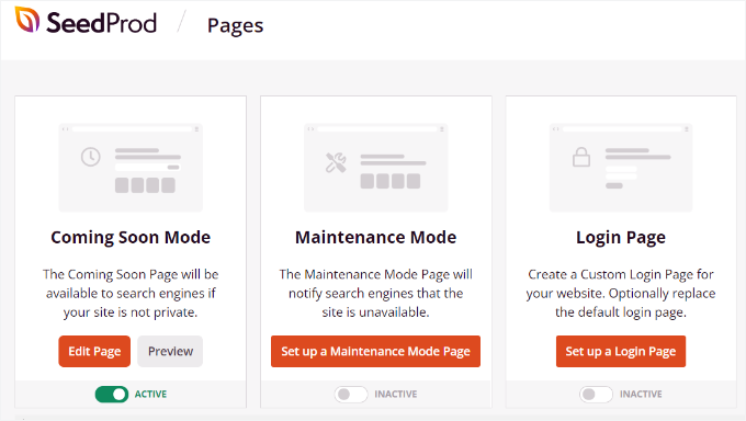 Make the coming soon page active