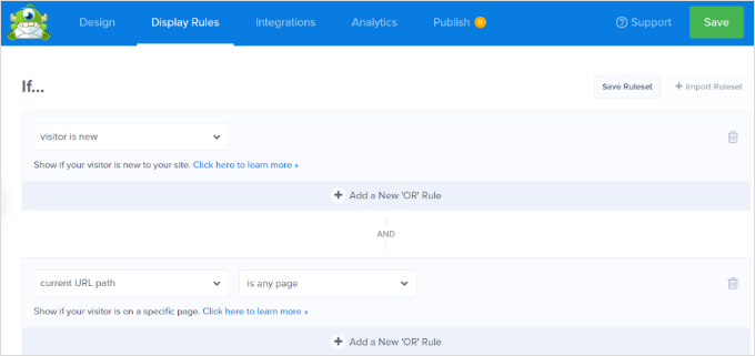 Select new user display rule Select new user display rule