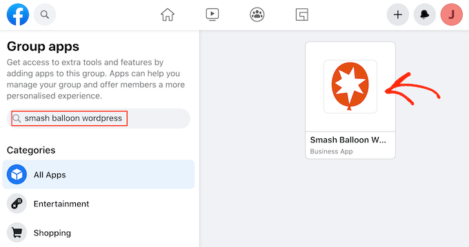 Smash BalloonアプリをFacebookグループに追加する