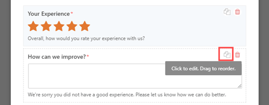 WPForms'ta bir alanı kopyalamak için düğmeye tıklama