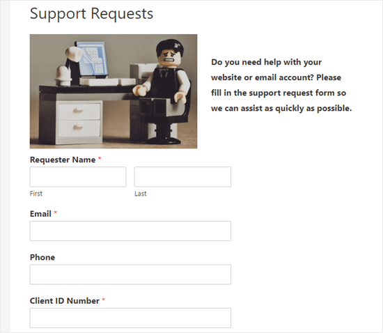 The form displays after the user enters the password The form displays after the user enters the password