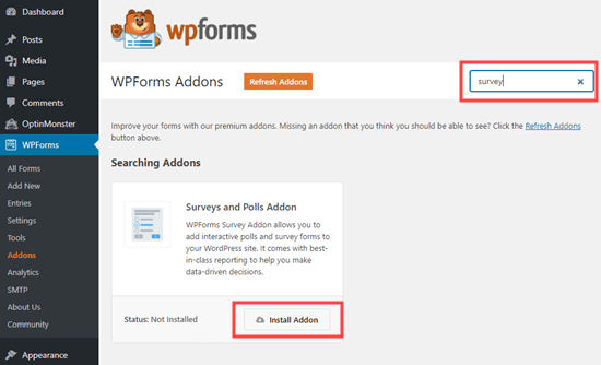 WPForms için Anket ve Oylama eklentisini yükleme