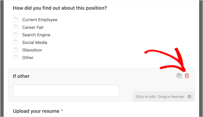 Deleting the text field for 'If Other' in WPForms Deleting the text field for 'If Other' in WPForms
