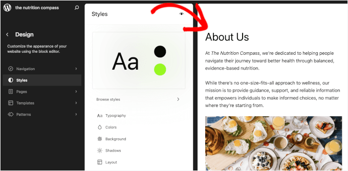 Clicking on the page preview to open the block editor Clicking on the page preview to open the block editor