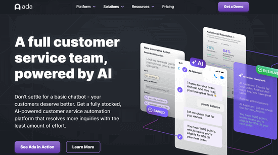 Ada AI chatbot software Ada AI chatbot software