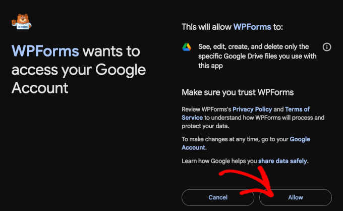 Google Drive-Berechtigung zur Verwaltung von Dateien erteilen