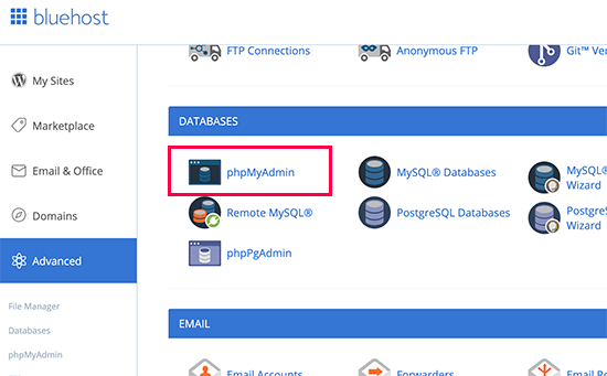 cPanel phpMyAdmin cPanel phpMyAdmin