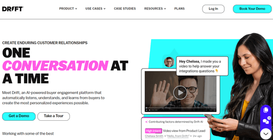The Drift website Drift chatbot software