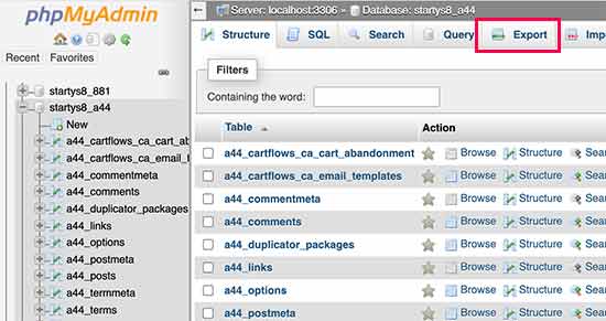 Export WordPress database manually Export WordPress database manually