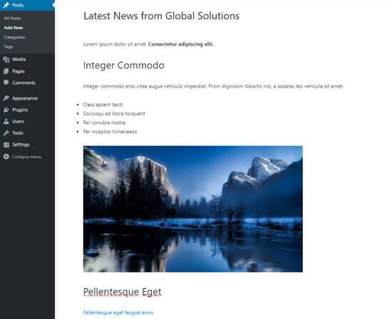 Il testo di Google Docs nell'editor a blocchi di WordPress