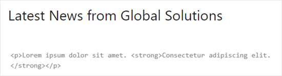 Visualizzazione del codice HTML per il tuo blocco nell'editor a blocchi