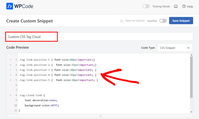Paste custom CSS code into WPCode Paste custom CSS code into WPCode