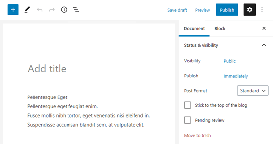 Testo normale incollato nell'editor a blocchi usando il comando Ctrl+Shift+V