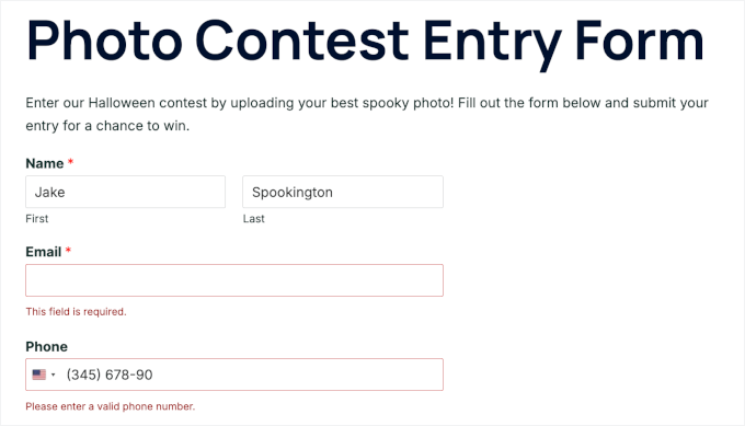 Fehlermeldungen in der Formularvorschau