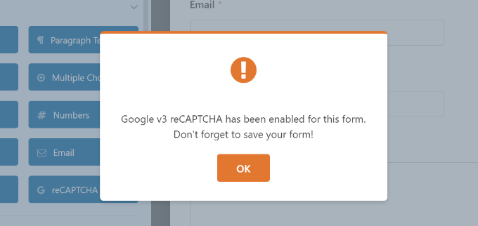 Recaptcha enable message Recaptcha enable message