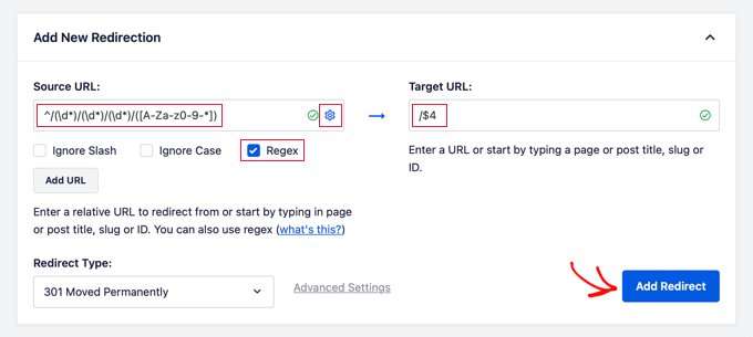 Redirezionamento dei permalink Giorno e Nome in AIOSEO
