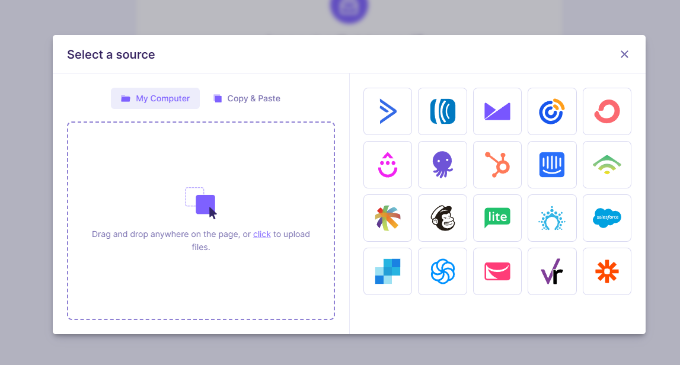 Select a source for your email list Select a source for your email list