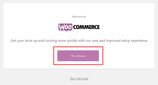 Click the button to start the setup wizard for WooCommerce Click the button to start the setup wizard for WooCommerce