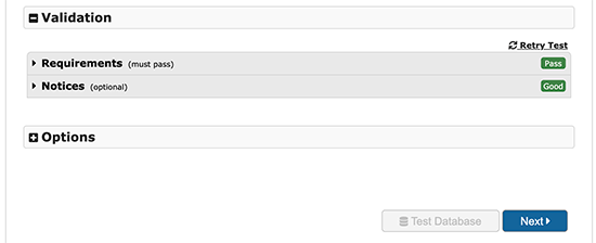 Test database connection Test database connection