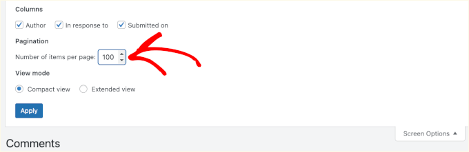 Modificarea paginării pentru comentarii pentru a afișa mai multe pe fiecare pagină