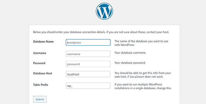 Dettagli database WordPress