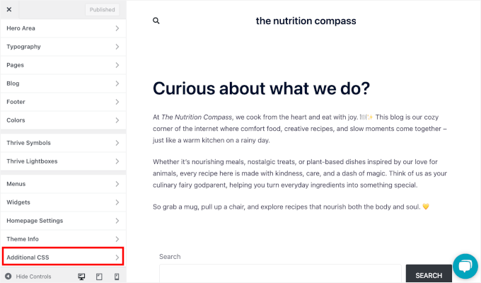 Click on additional CSS Click on additional CSS