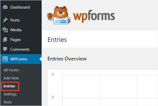 Sidan Inlägg för WPForms i WordPress-admin