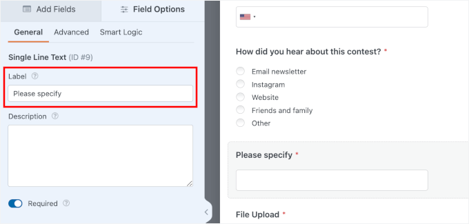 Feld für einzeiligen Text hinzufügen