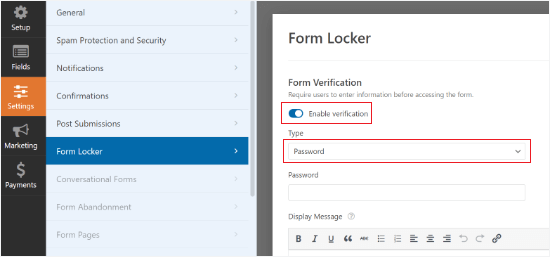 Enable form verification Enable form verification