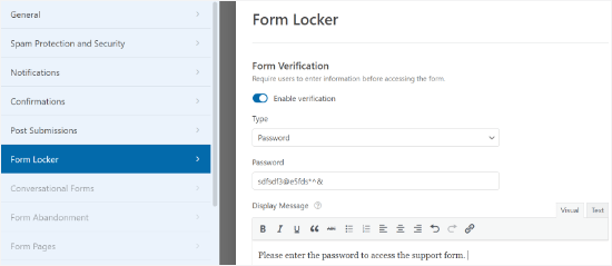 Enter password for form verification Enter password for form verification