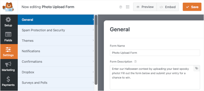 Hinzufügen einer Formularbeschreibung